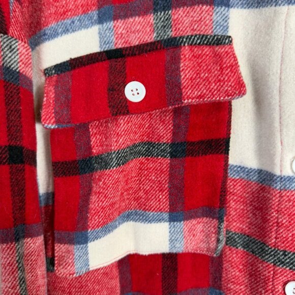 Lovers + Friends Revolve Kaianna Plaid Wool Shacket Women Large Red White Jacket - Picture 10 of 16
